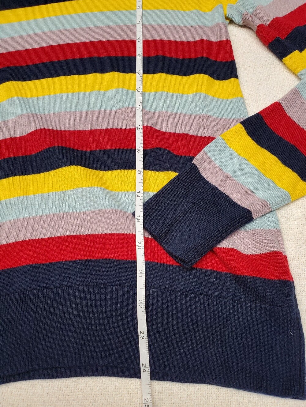 Halogen x Atlantic-Pacific NYC Stripe Sweater Navy Multicolor Size Small - Picture 4 of 5